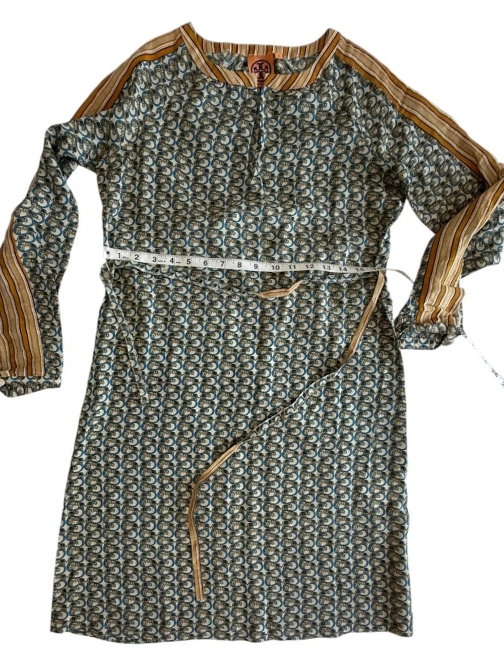 Tory Burch Silk Dress 4 Promenade Retro Elephant Print Belted Resort Vacation